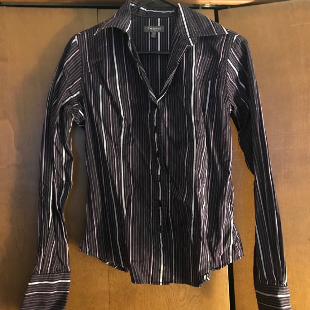 TM Lewin tailored cotton button-up blouse (for use with cufflinks)
